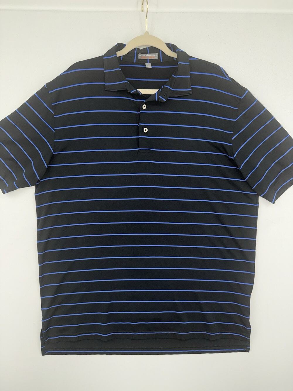 Peter Millar Summer Comfort Polo Shirt Men’s Large Black Striped Performance